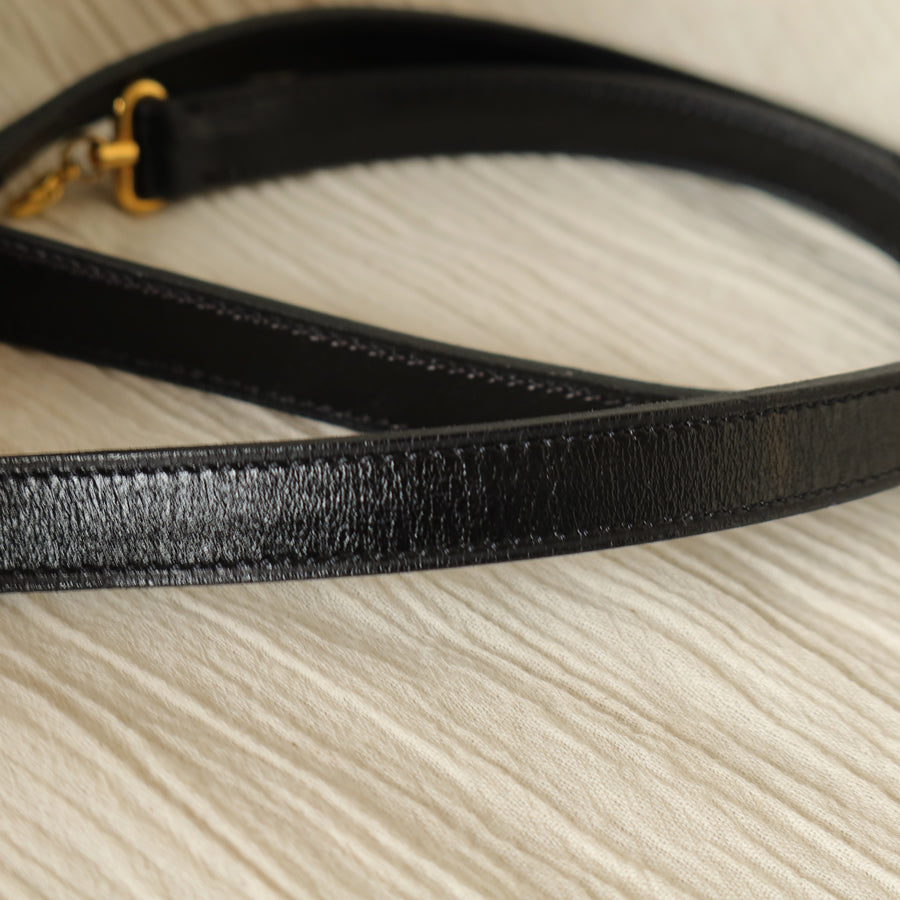 Christian Dior Vintage Black Calfskin CD Gold Ring Kiss lock 2way Shoulder Bag