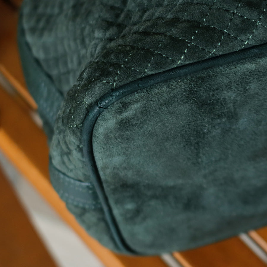 Bottega Veneta Vintage Dark Green Intrecciato Weave Braided Strap Bucket Bag