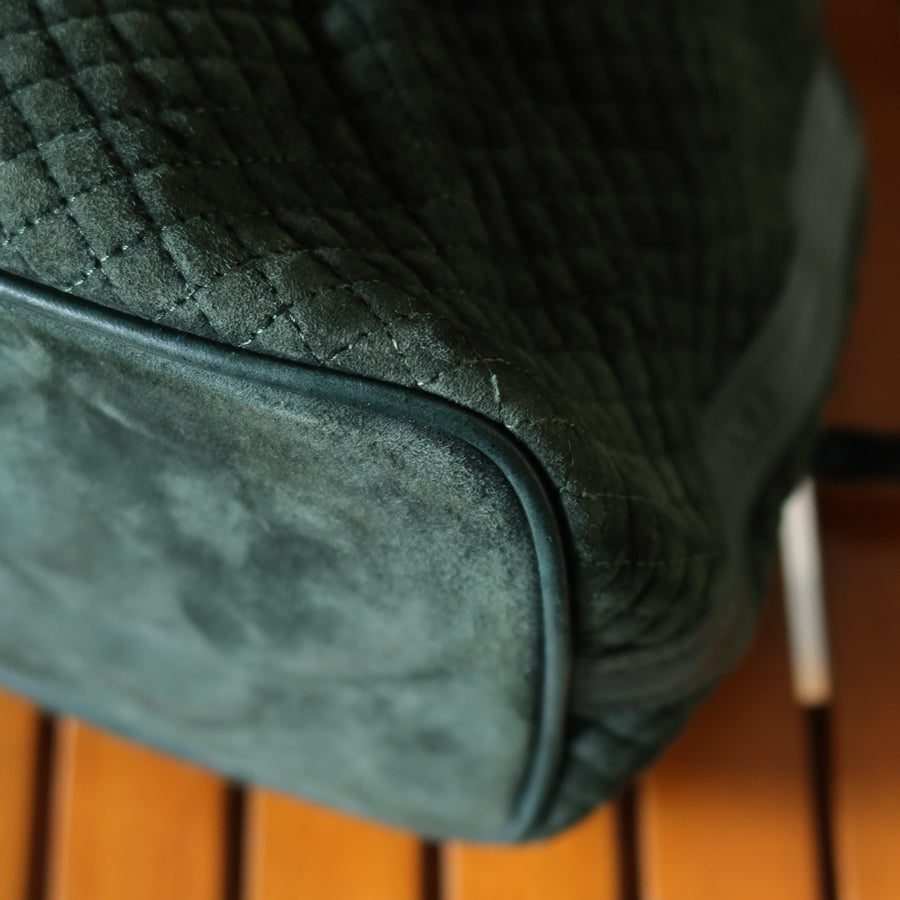 Bottega Veneta Vintage Dark Green Intrecciato Weave Braided Strap Bucket Bag