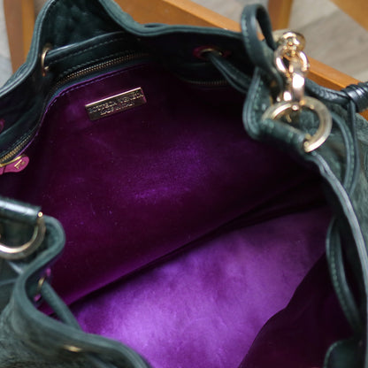 Bottega Veneta Vintage Dark Green Intrecciato Weave Braided Strap Bucket Bag