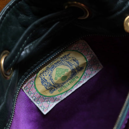 Bottega Veneta Vintage Dark Green Intrecciato Weave Braided Strap Bucket Bag