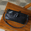 Bottega Veneta Vintage Black Intrecciato Weave Pochette Clutch Shoulder Bag