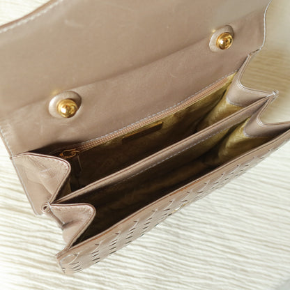 Bottega Veneta Vintage Shimmery Taupe Intrecciato Leather 2way Mini Flap Bag