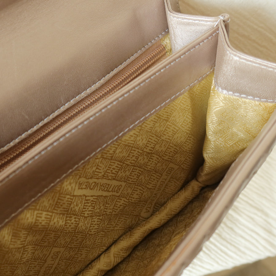 Bottega Veneta Vintage Shimmery Taupe Intrecciato Leather 2way Mini Flap Bag