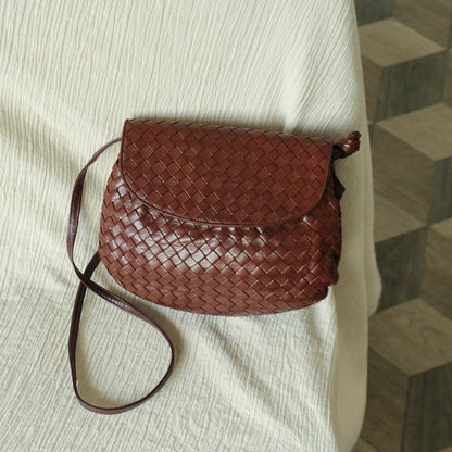 Bottega Veneta Vintage Dark Brown Intrecciato Weave Pouch Crossbody Shoulder Bag