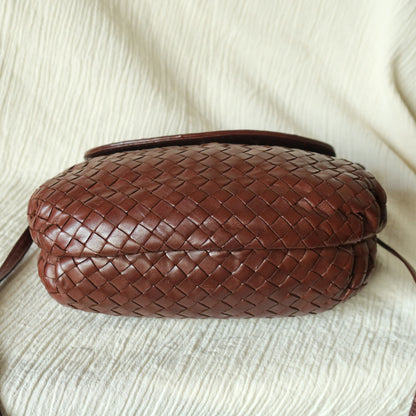 Bottega Veneta Vintage Dark Brown Intrecciato Weave Pouch Crossbody Shoulder Bag
