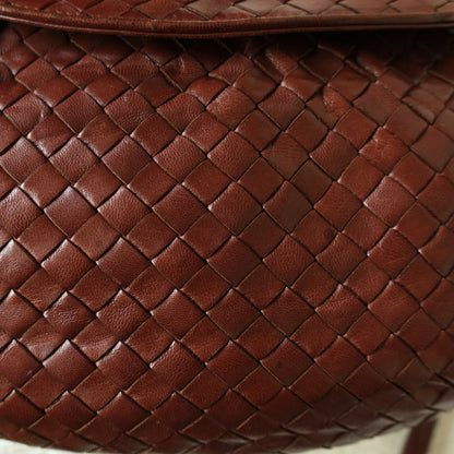 Bottega Veneta Vintage Dark Brown Intrecciato Weave Pouch Crossbody Shoulder Bag
