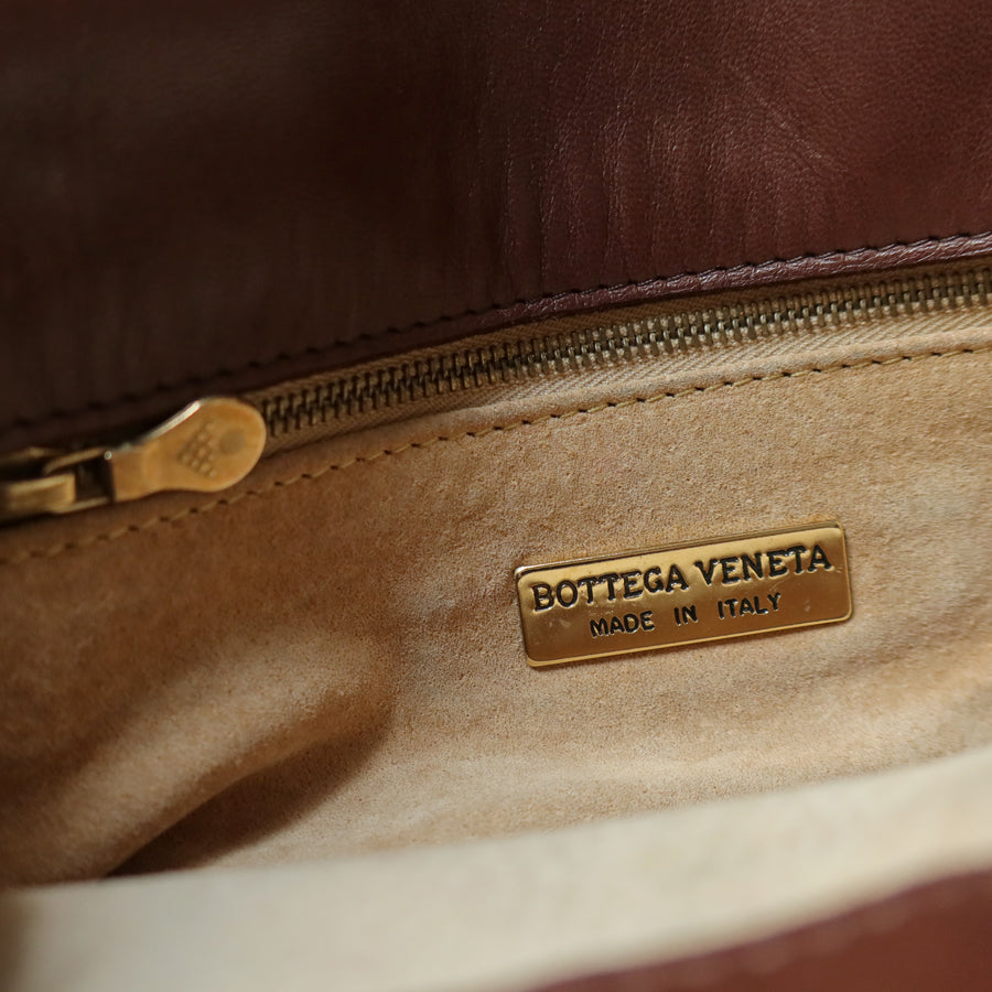 Bottega Veneta Vintage Dark Brown Intrecciato Weave Pouch Crossbody Shoulder Bag