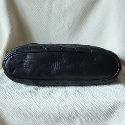 Chanel Vintage Black Calfskin Matelasse Quilted CC Charm Crossbody Shoulder Bag S