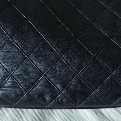 Chanel Vintage Black Calfskin Matelasse Quilted CC Charm Crossbody Shoulder Bag S