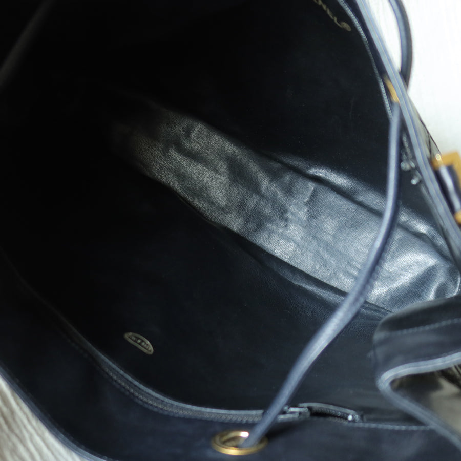 Chanel Vintage Black Calfskin Matelasse Quilted CC Charm Crossbody Shoulder Bag S