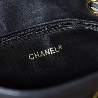 Chanel Vintage Black Calfskin Matelasse Quilted CC Charm Crossbody Shoulder Bag S