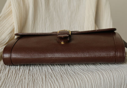 YSL Vintage Brown Leather Buckle 2way Crossbody Flap bag