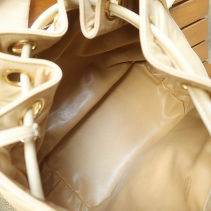 Chanel Vintage Beige Lambskin Coco mark Gold Ball Charm Crossbody Bucket Bag
