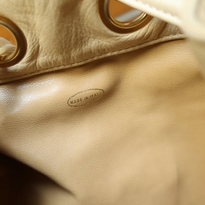 Chanel Vintage Beige Lambskin Coco mark Gold Ball Charm Crossbody Bucket Bag