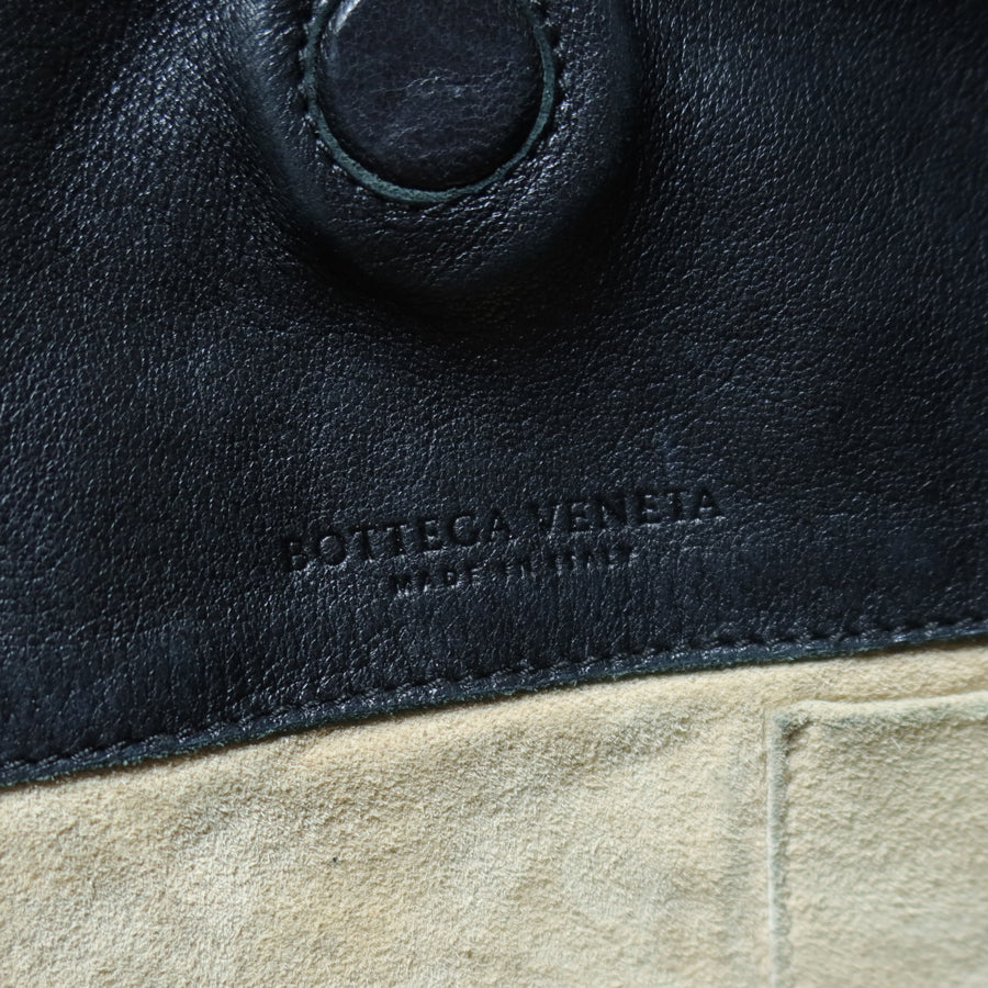 Bottega Veneta Vintage Black Leather Intrecciato Campana Hobo Shoulder Bag N