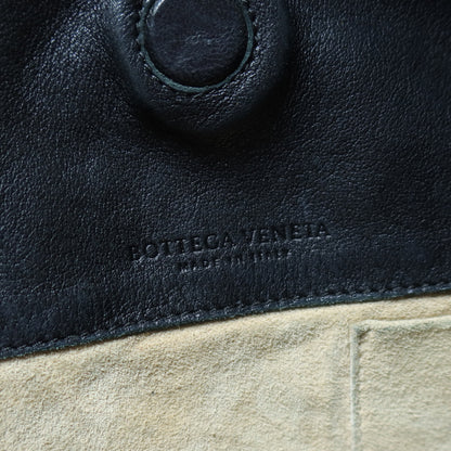 Bottega Veneta Vintage Black Leather Intrecciato Campana Hobo Shoulder Bag N