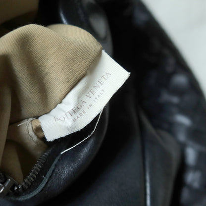 Bottega Veneta Vintage Black Leather Intrecciato Campana Hobo Shoulder Bag N