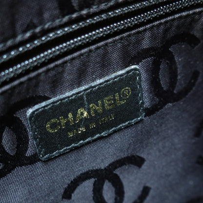 Chanel Vintage Black Caviar Leather Wood-resin Hobo Coco Mark Shoulder Bag S