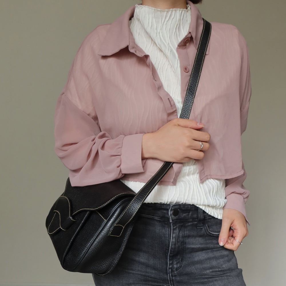 Loewe Vintage Black Leather Barcelona Crossbody Flap Bag