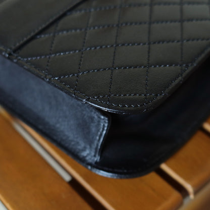 Yves Saint Laurent YSL Vintage Black Leather Quilted Gold Buckle Shoulder Flap bag S