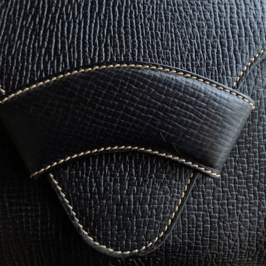 Loewe Vintage Black Leather Barcelona Crossbody Flap Bag