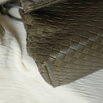 Bottega Veneta Khaki Olive Green Intrecciato Ring Hobo Shoulder Flap Bag