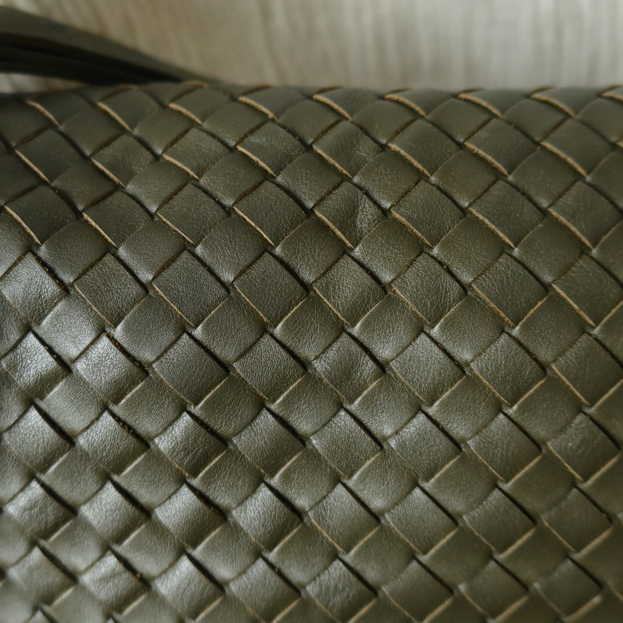Bottega Veneta Khaki Olive Green Intrecciato Ring Hobo Shoulder Flap Bag