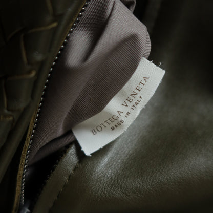 Bottega Veneta Khaki Olive Green Intrecciato Ring Hobo Shoulder Flap Bag