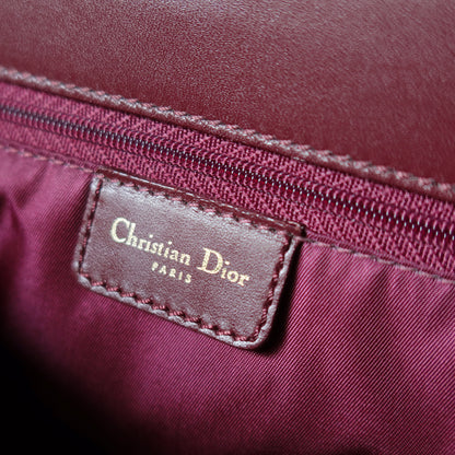 Christian Dior Vintage Burgundy Canvas Leather Oblique Trotter Monogram Handbag