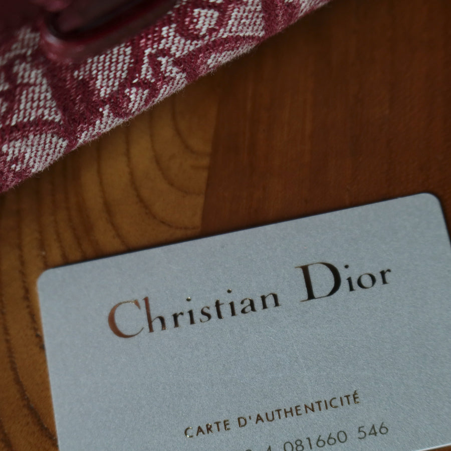 Christian Dior Vintage Burgundy Canvas Leather Oblique Trotter Monogram Handbag