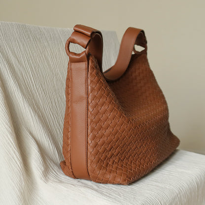 Bottega Veneta Vintage Tan Brown Intrecciato Ring Strap Shoulder Bag