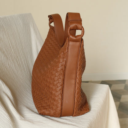 Bottega Veneta Vintage Tan Brown Intrecciato Ring Strap Shoulder Bag