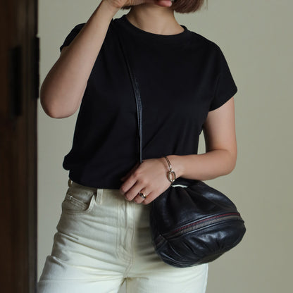 Loewe Vintage Black Leather Stitching Design Pochette Crossbody Bag