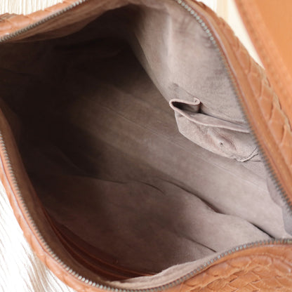 Bottega Veneta Vintage Tan Brown Intrecciato Ring Strap Shoulder Bag