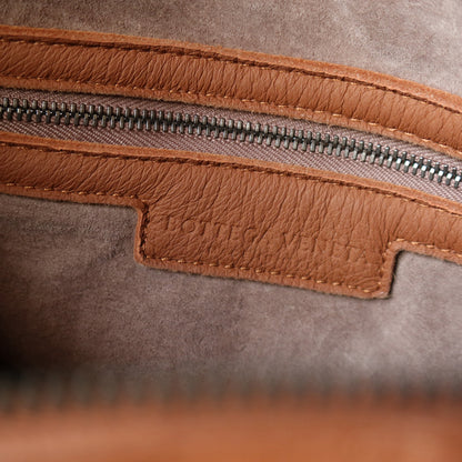 Bottega Veneta Vintage Tan Brown Intrecciato Ring Strap Shoulder Bag