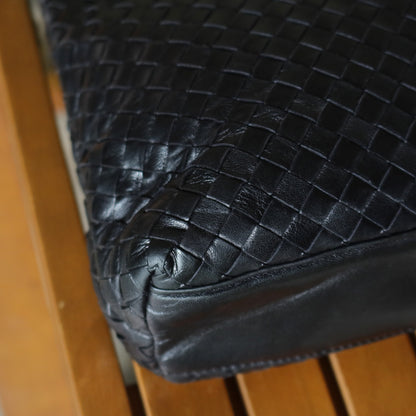 Rare Bottega Veneta Vintage Black Intrecciato Braided Strap Shoulder Bag M