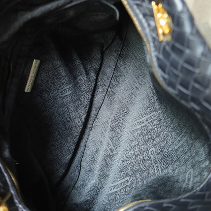 Rare Bottega Veneta Vintage Black Intrecciato Braided Strap Shoulder Bag M