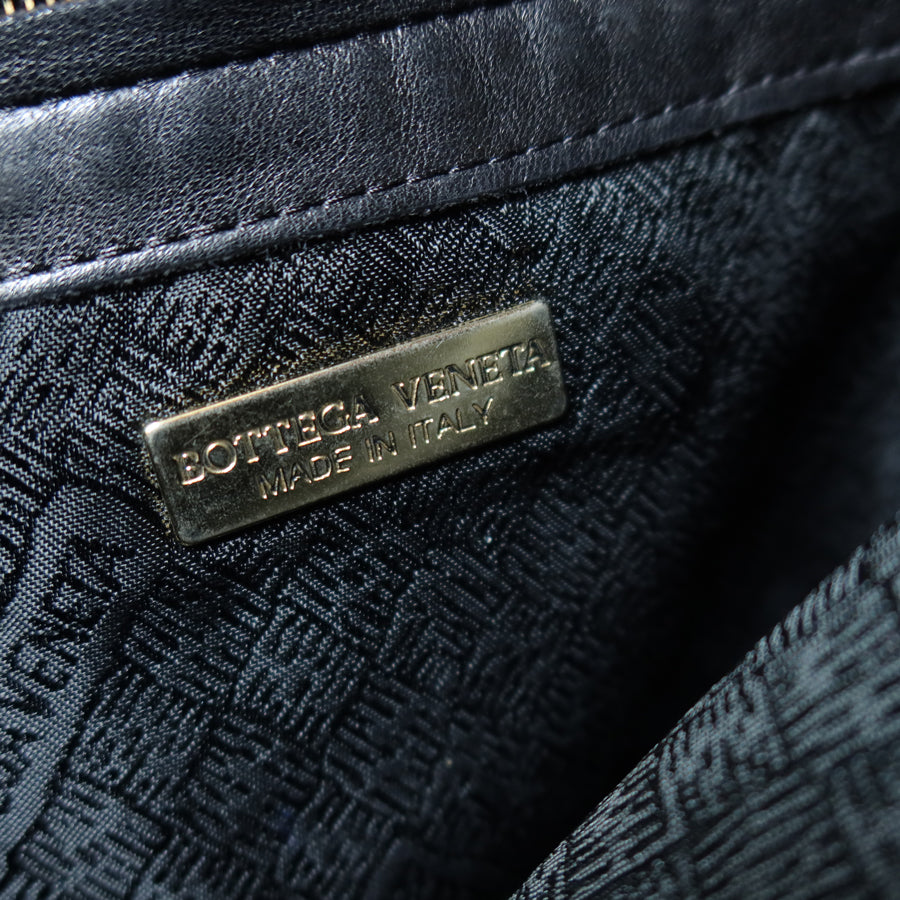 Rare Bottega Veneta Vintage Black Intrecciato Braided Strap Shoulder Bag M