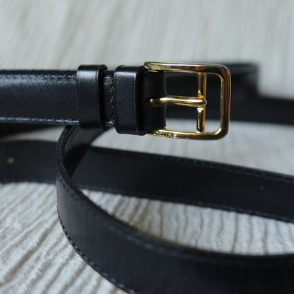 Celine Vintage Black Embossed Leather Gold Clasp 2way Shoulder Flap Bag