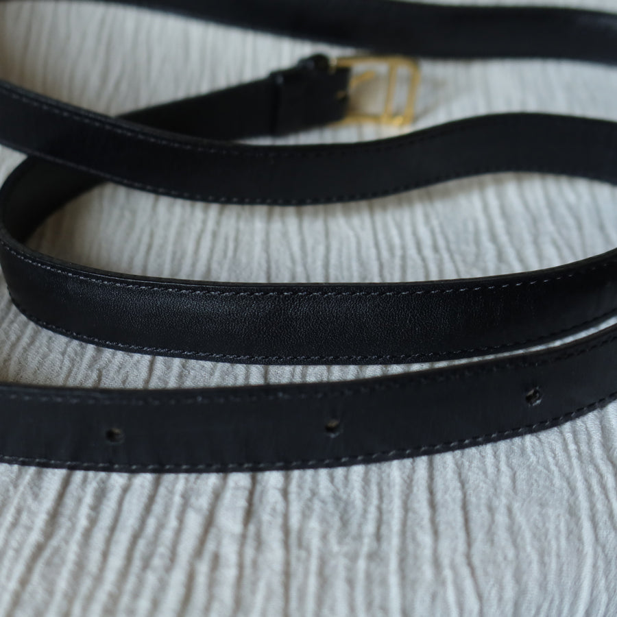 Celine Vintage Black Embossed Leather Gold Clasp 2way Shoulder Flap Bag