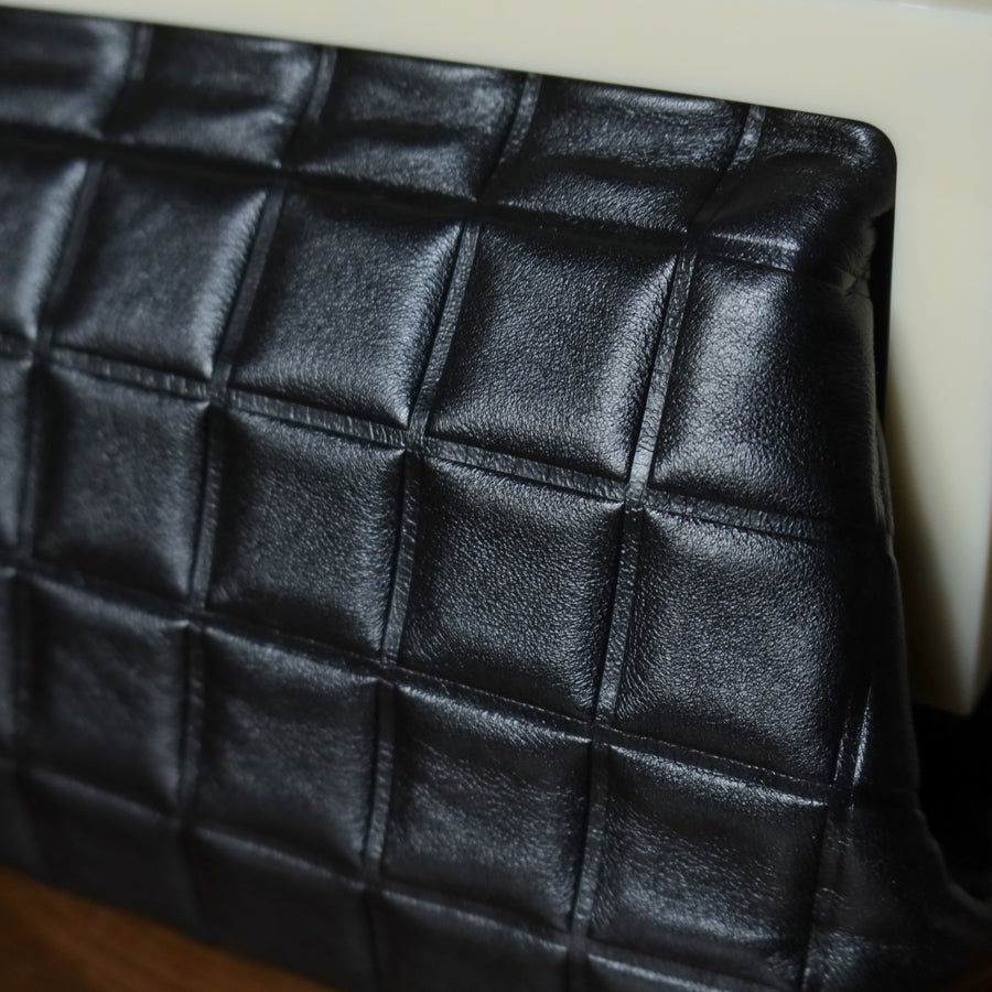 Chanel Vintage Black Quilted Chocolate Bar Leather CC Mark Clasp Lock Bag