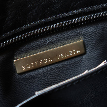 Bottega Veneta Vintage Black Leather Intrecciato Sardine Pochette Shoulder Bag