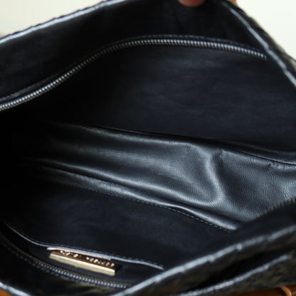 Bottega Veneta Vintage Black Leather Intrecciato Sardine Pochette Shoulder Bag