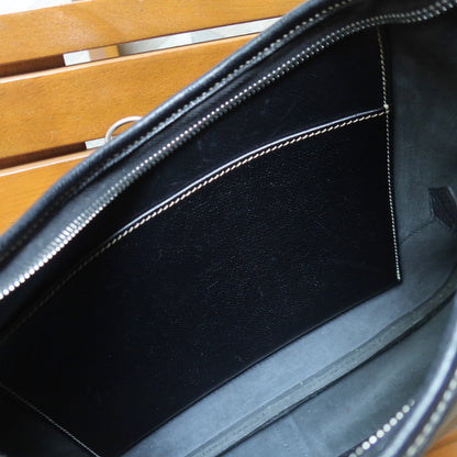 Hermès Vintage Black Grained Leather Trim II 31 Silver Hardware Shoulder Bag