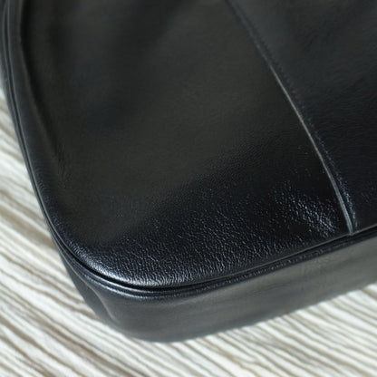 Christian Dior Vintage Black Leather Half Moon 2way Shoulder Bag