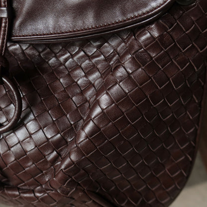 Bottega Veneta Vintage Dark Brown Intrecciato Leather Hobo One Shoulder Bag