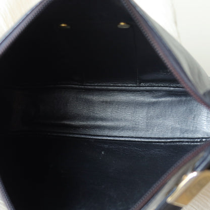 Christian Dior Vintage Black Leather Half Moon 2way Shoulder Bag