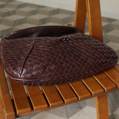 Bottega Veneta Vintage Dark Brown Intrecciato Leather Hobo One Shoulder Bag