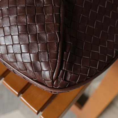 Bottega Veneta Vintage Dark Brown Intrecciato Leather Hobo One Shoulder Bag